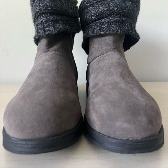 NWOT Muk Luk sz 10 Patti Cable Cuff Boots- Gray Knit Ankle Slippers - Picture 6 of 11